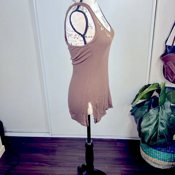 Guess Brown Sequin Embellished Tank Top size M - Picture 4 of 9